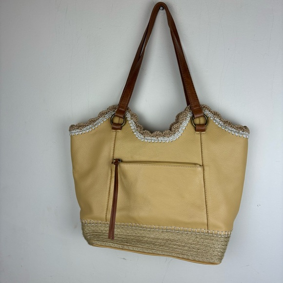 The SAK “Sierra” shoulder bag-Buttercup Espadrille leather w/crochet trim - Picture 4 of 16